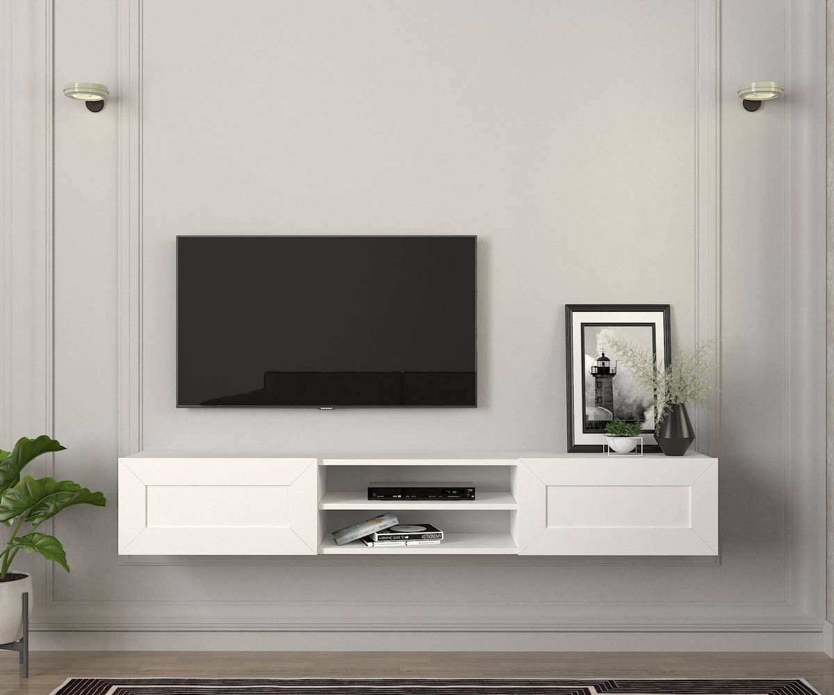 TV-Lowboard Piuma weiß B/H/T: ca. 180x29,1x29,6 cm