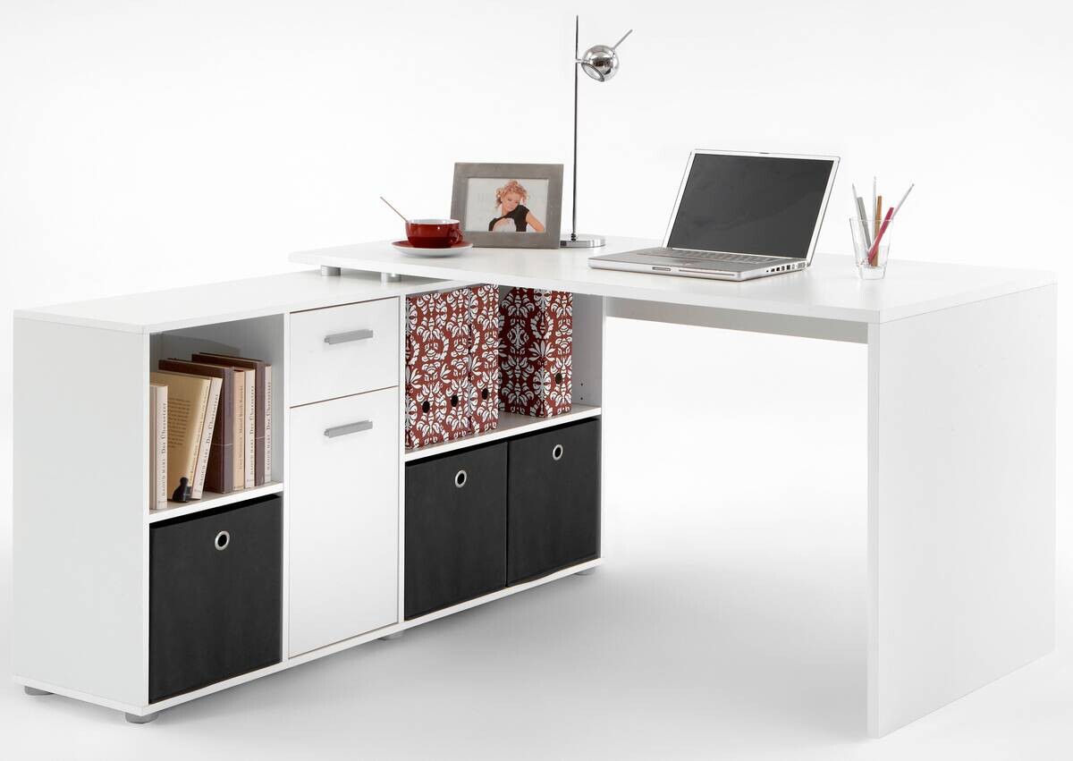 Schreibtisch weiß B/H/T: ca. 136x74x66,5 cm