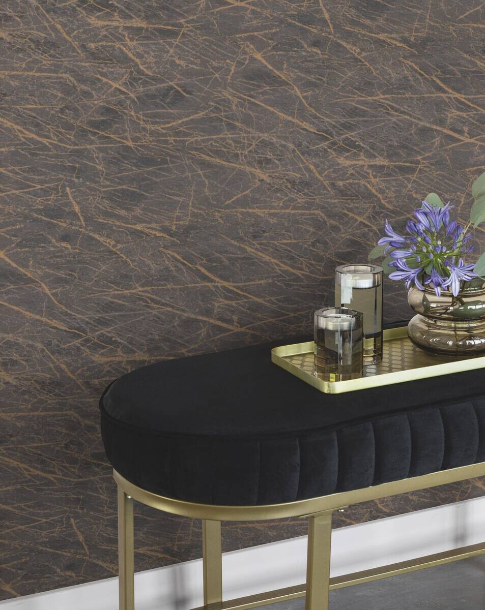 Vliestapete Marmoroptik schwarz gold B/L: ca. 53x1005 cm