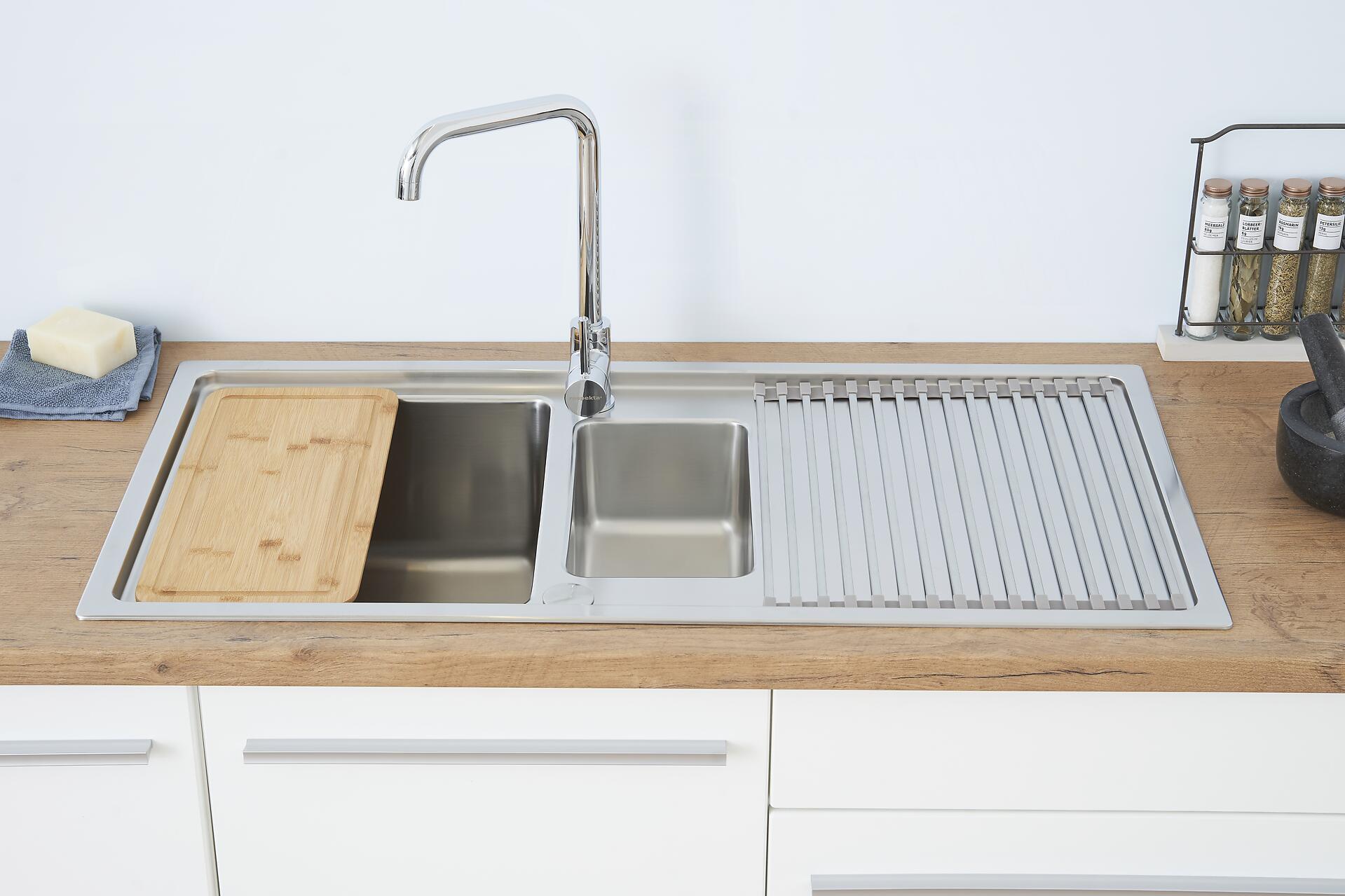 Respekta Einbauspüle Chicago 100 x 50 Edelstahl B/H/T: ca. 100x19x50 cm