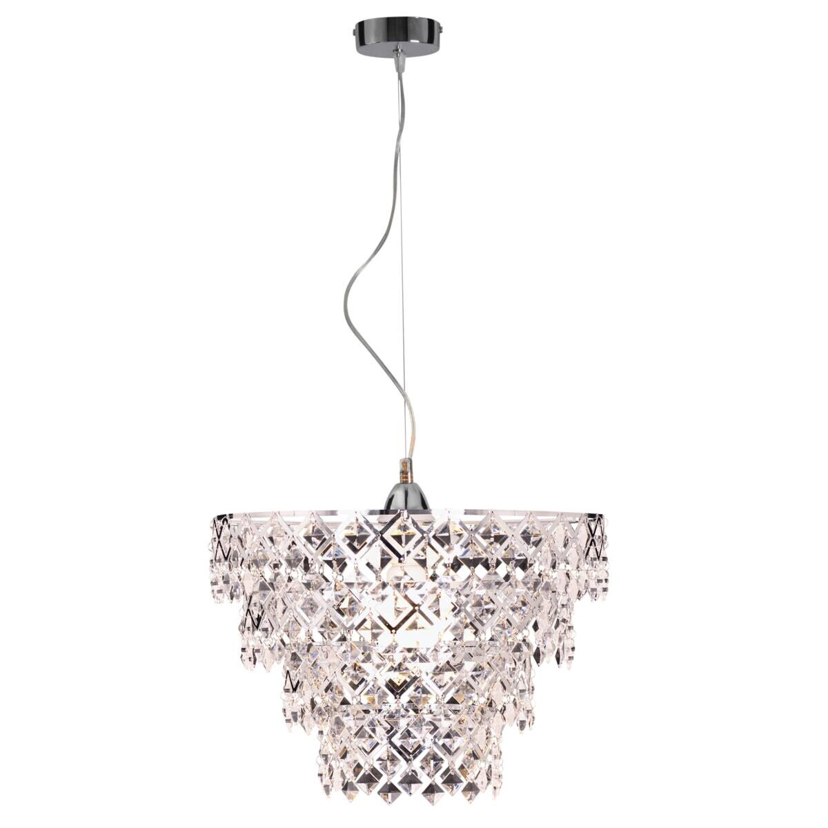 Näve Leuchten Pendelleuchte NV7048942 Chrom Kunststoff Metall B/H/T: ca. 38x120x38 cm E27 1 Brennstellen