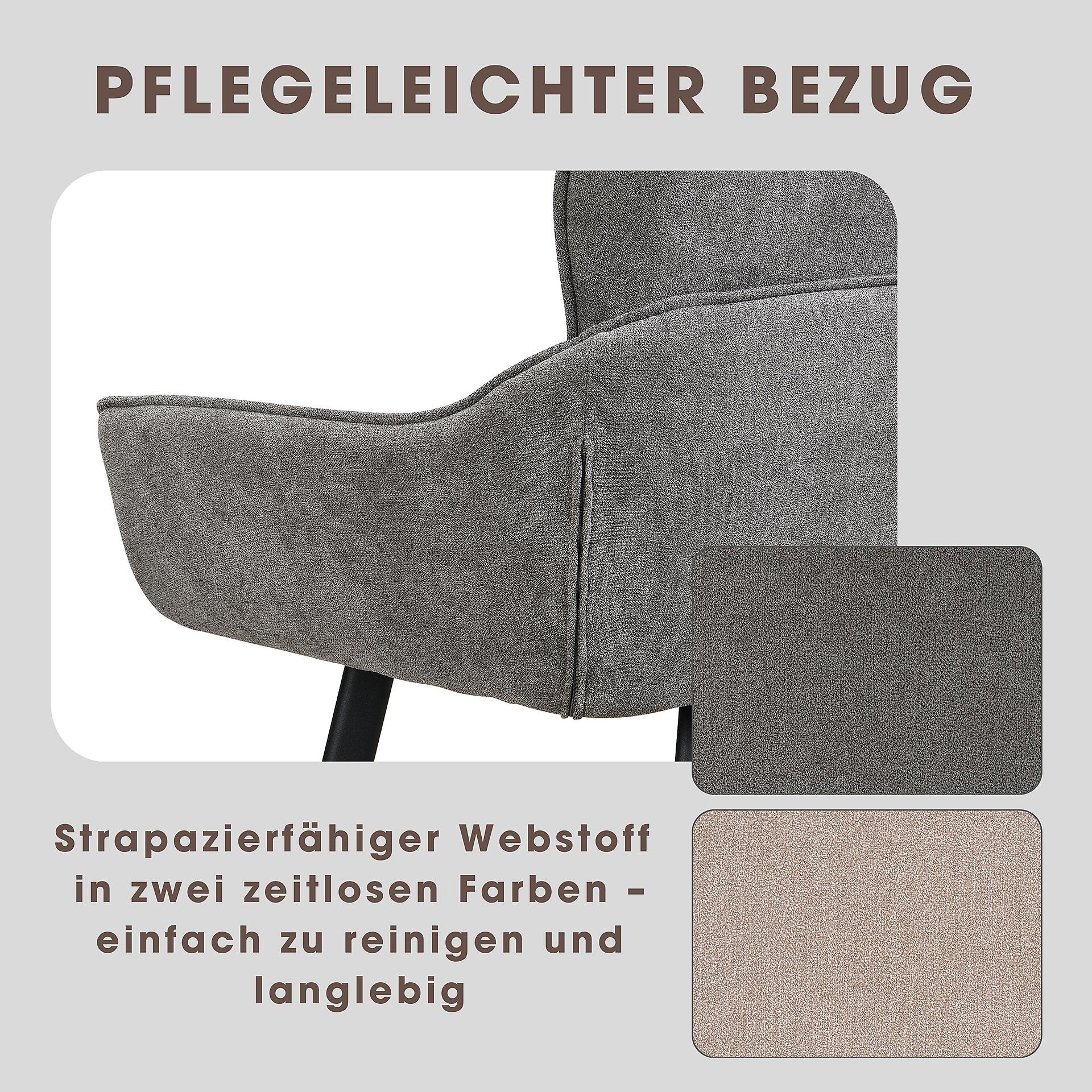 Sitzbank RICO schwarz grau Stoff Metall B/H/T: ca. 140x90x62 cm