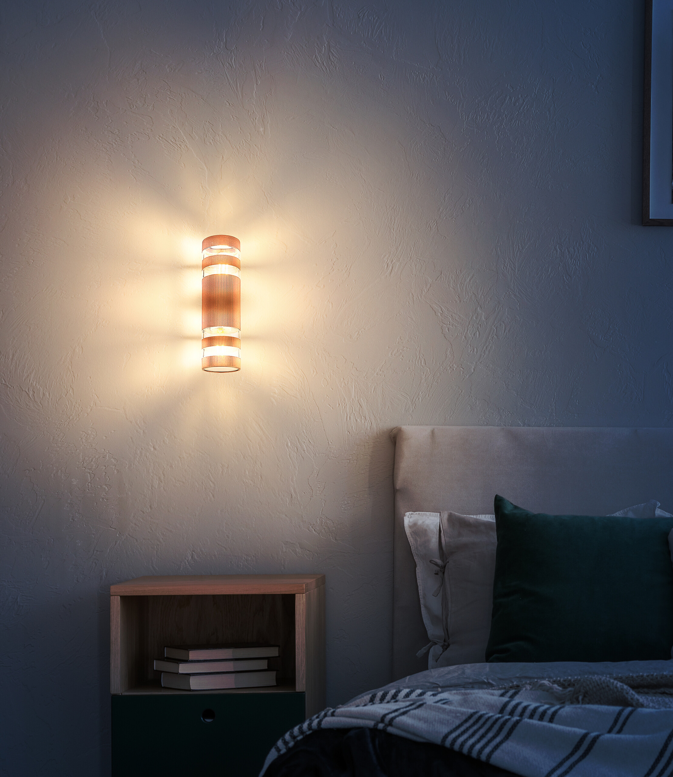 GLOBO Wandleuchte klar bronze Glas Kunststoff B/H: ca. 6,5x22 cm E27 2 Brennstellen