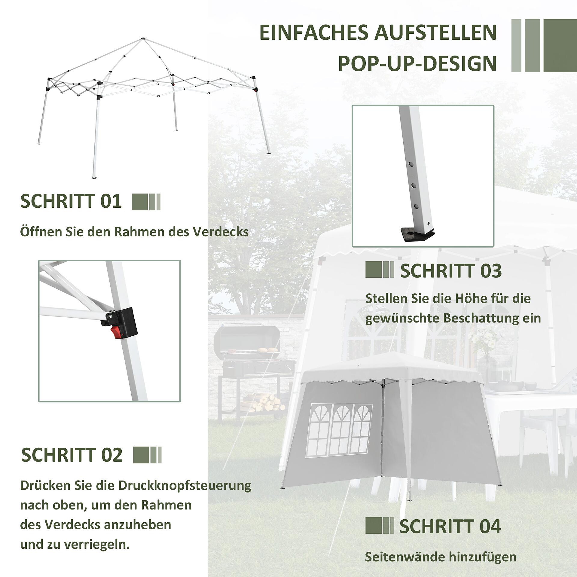 Outsunny Pavillon weiß Edelstahl B/H/L: ca. 240x240x250 cm