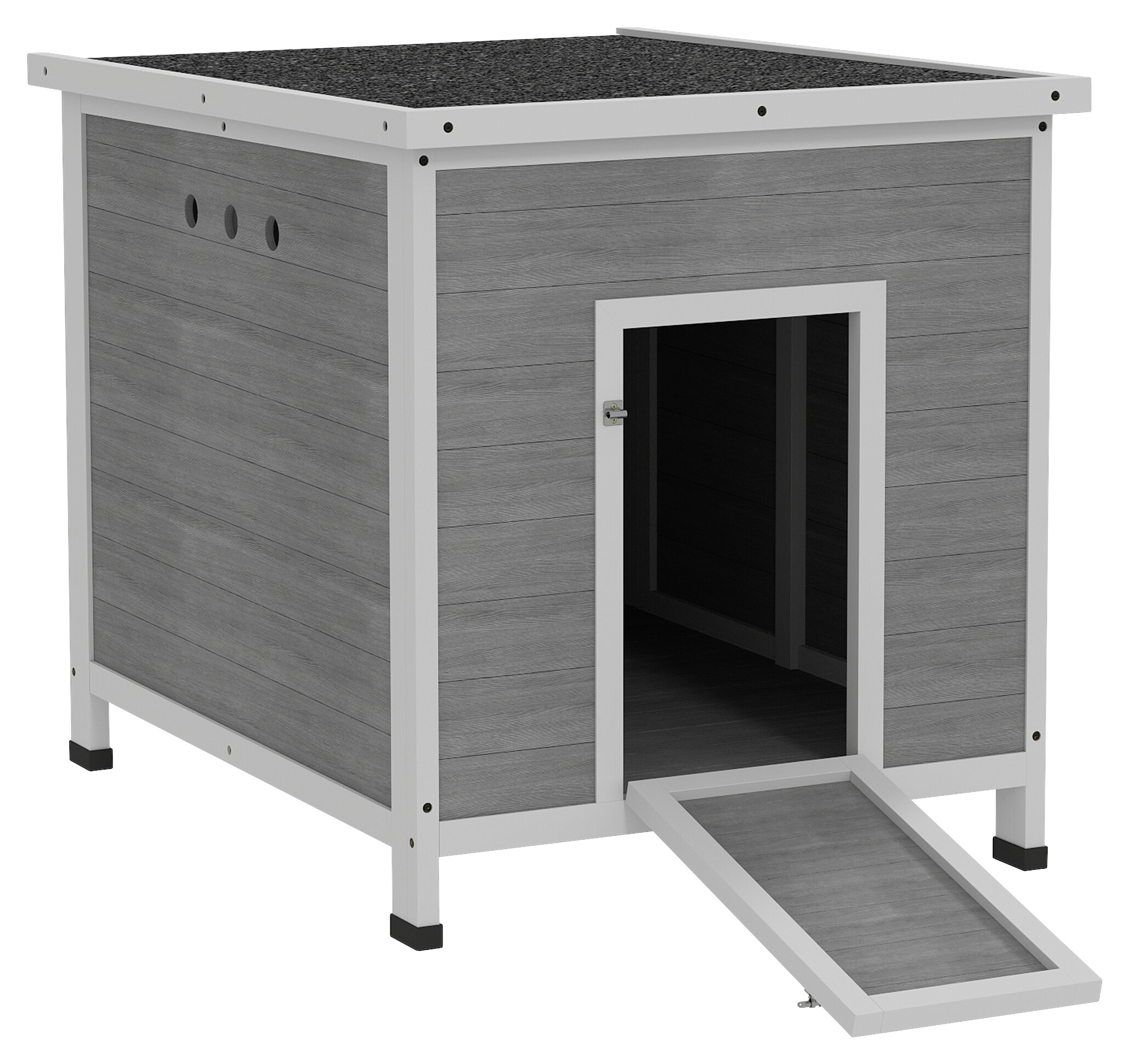 PawHut Entenhaus hellgrau Holz B/H/L: ca. 82x76x63 cm