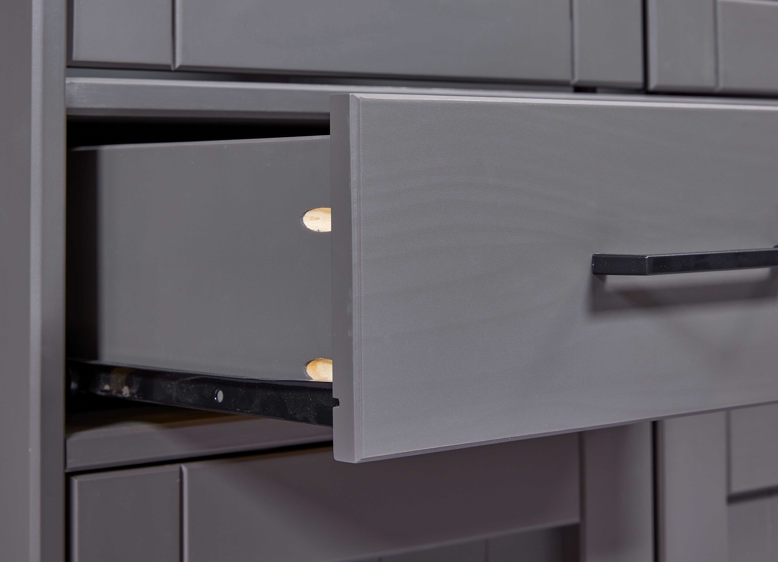 Vitrine Forenzo grau lackiert Holz B/H/L: ca. 38,4x190x90 cm