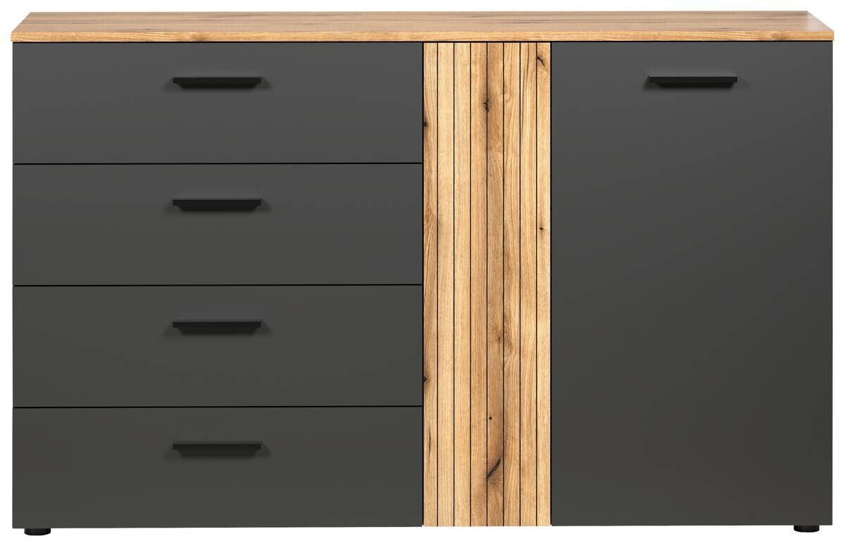 Kommode Esteban anthrazit Eiche Evoke Coast Nachbildung B/H/T: ca. 139x86x38 cm