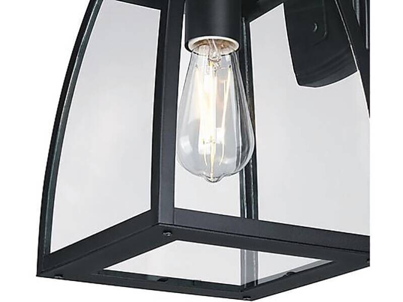 Westinghouse Außenwandleuchte Niko mattschwarz Metall Glas B/H/L: ca. 20x35x23 cm E27 1 Brennstellen