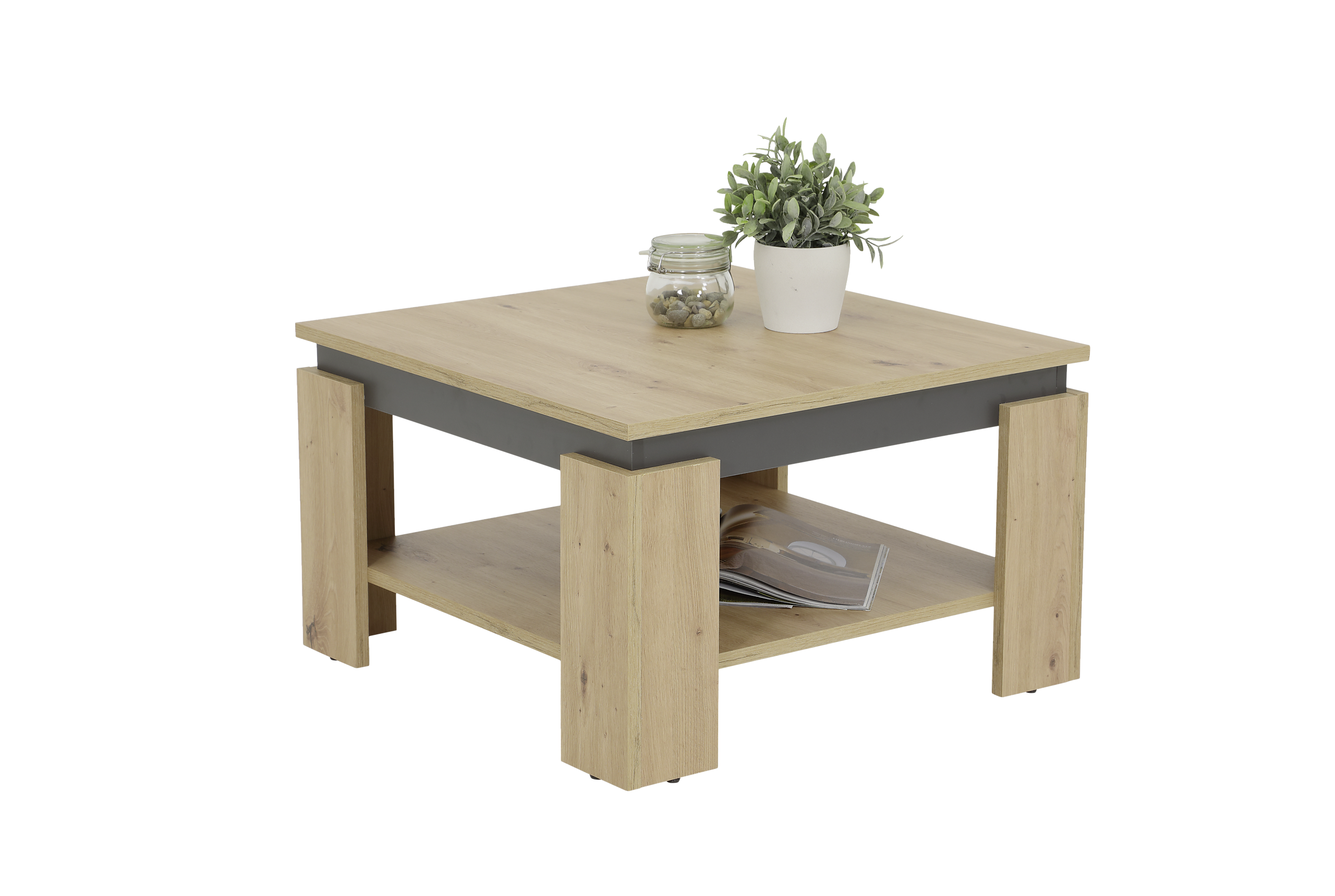 Hela Couchtisch Tim III Eiche anthrazit Holzwerkstoff B/H/T: ca. 68x41x68 cm