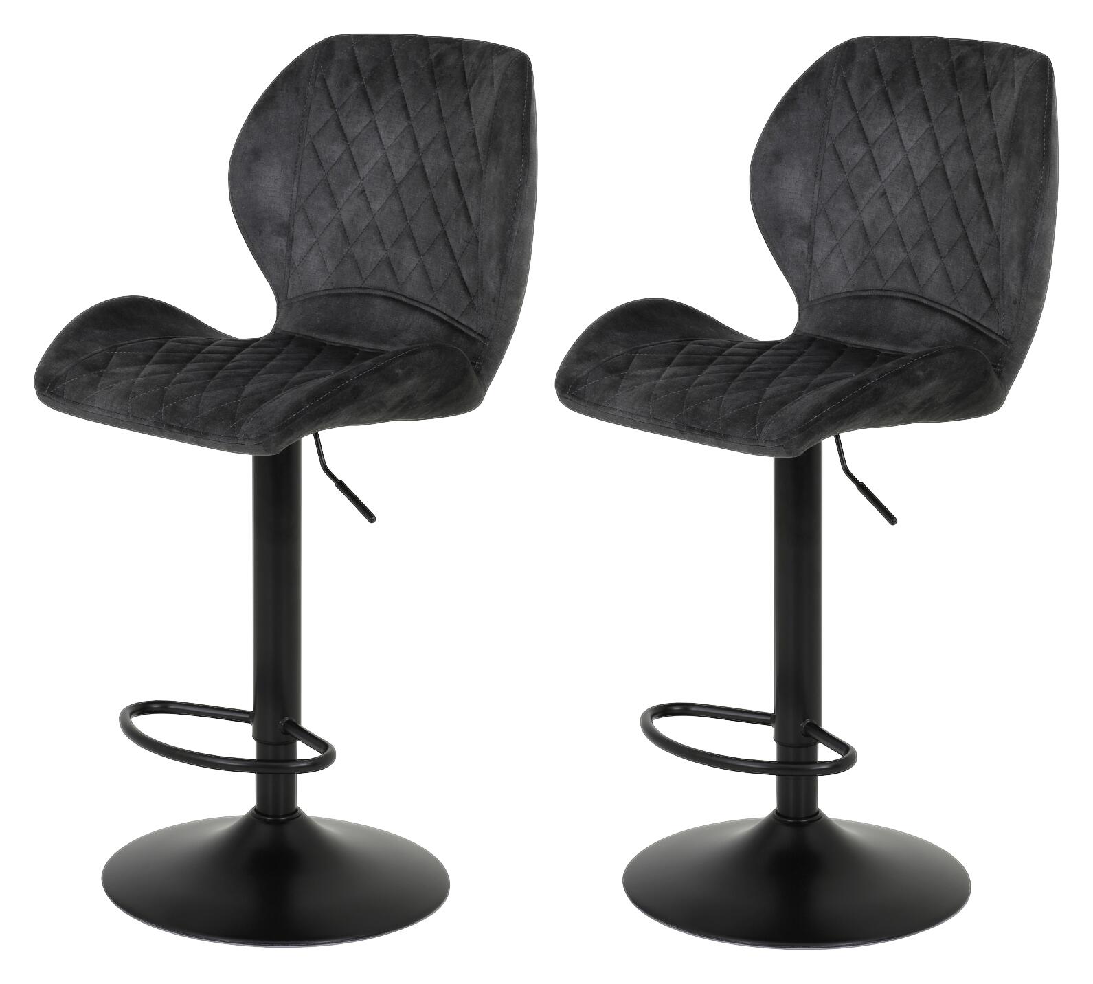 Barhocker Laila 2er Set anthrazit Vintage Microfaser B/H/T: ca. 42x117x51 cm