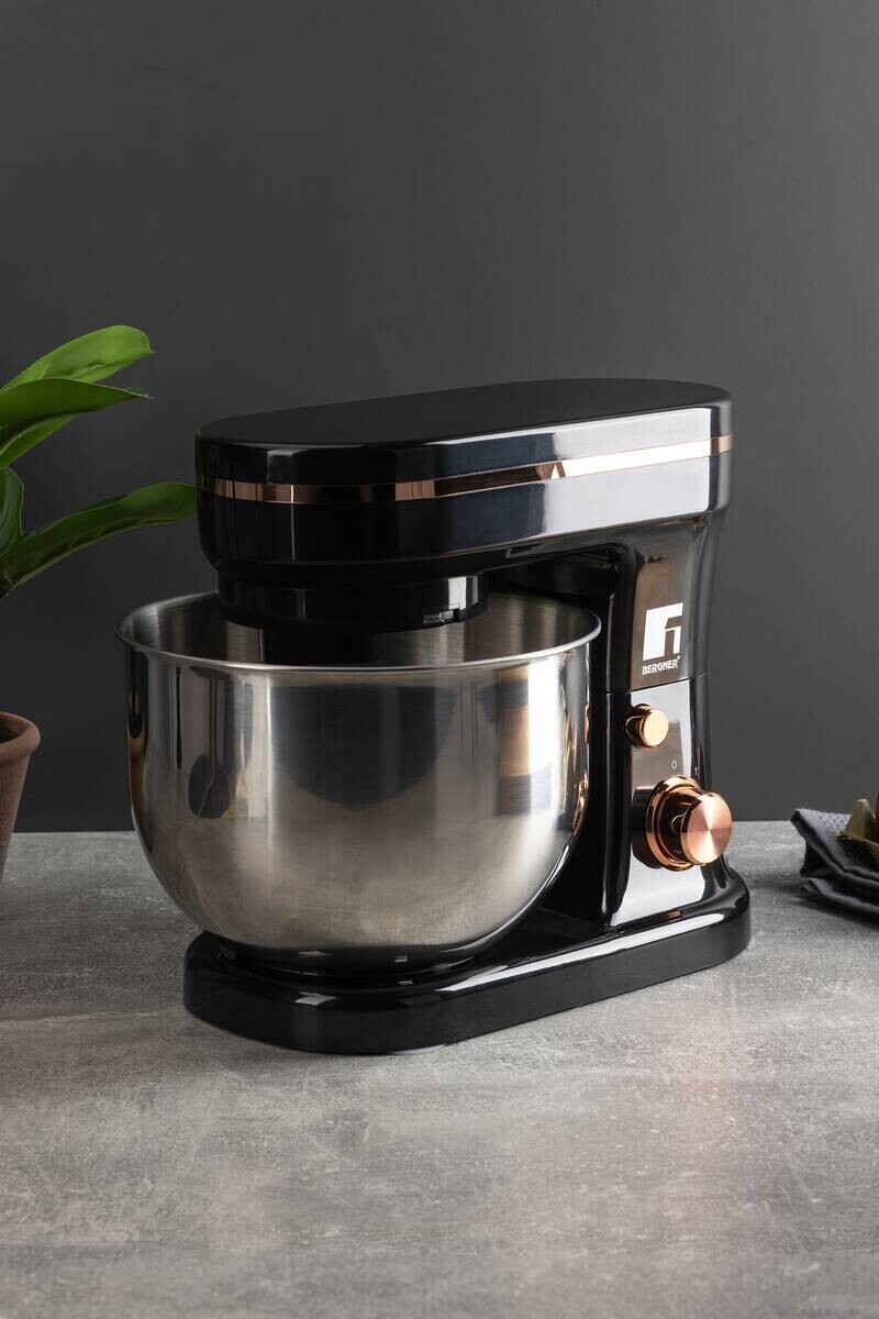 BERGNER Küchenmaschine silber schwarz Edelstahl B/H/L: ca. 25x32,5x39 cm