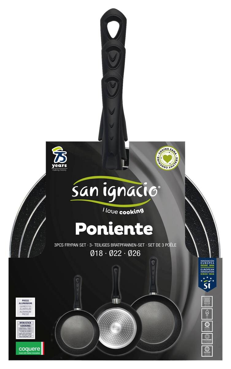 SAN IGNACIO Pfannenset Land poniente schwarz Aluminium 3 tlg.