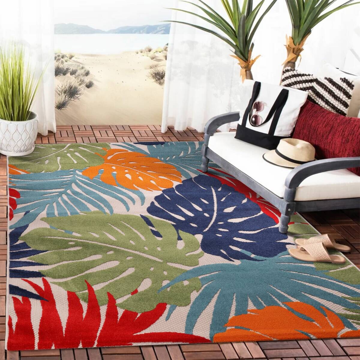 Sanat Outdoorteppich FLORAL bunt B/L: ca. 60x110 cm