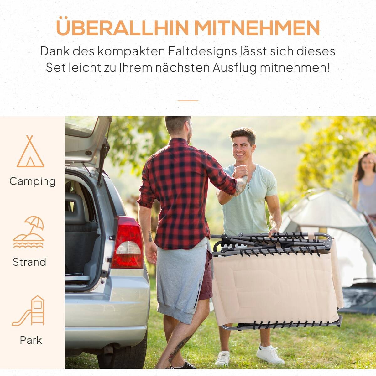 Outsunny Sonnenliege beige Polyester B/H/L: ca. 57x30x188 cm