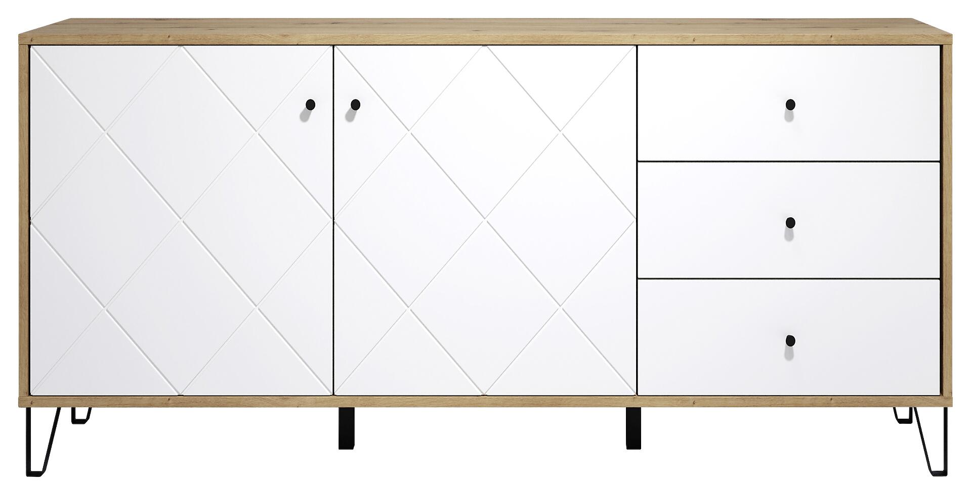 Sideboard Touch Eiche Artisan Nachbildung weiß matt B/H/T: ca. 183x76x40 cm