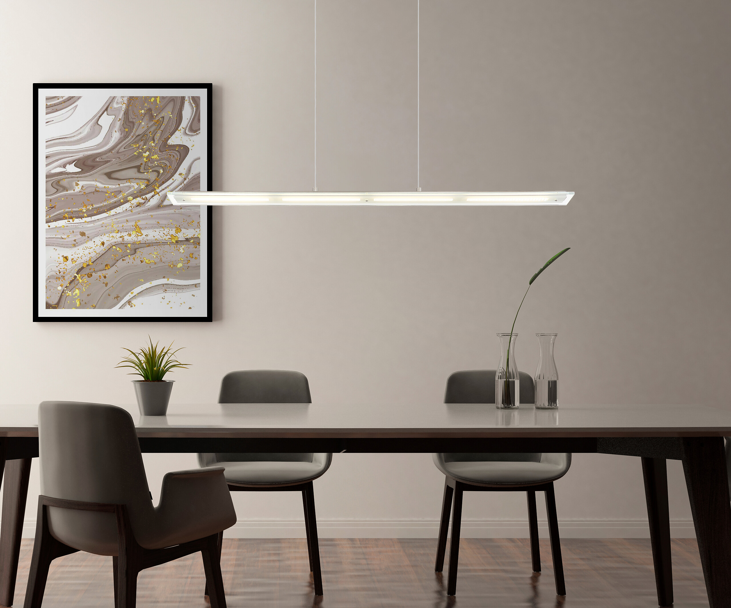 GLOBO Hängeleuchte klar nickel Metall Glas B/H/L: ca. 9x150x115 cm 1.0 Brennstellen