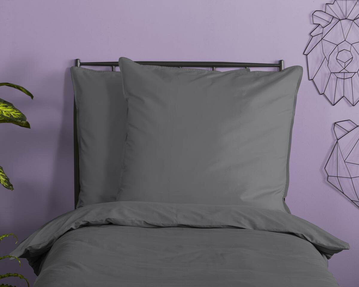 Baumwoll Bettwäsche Satin grau Baumwolle B/L: ca. 135x200 cm