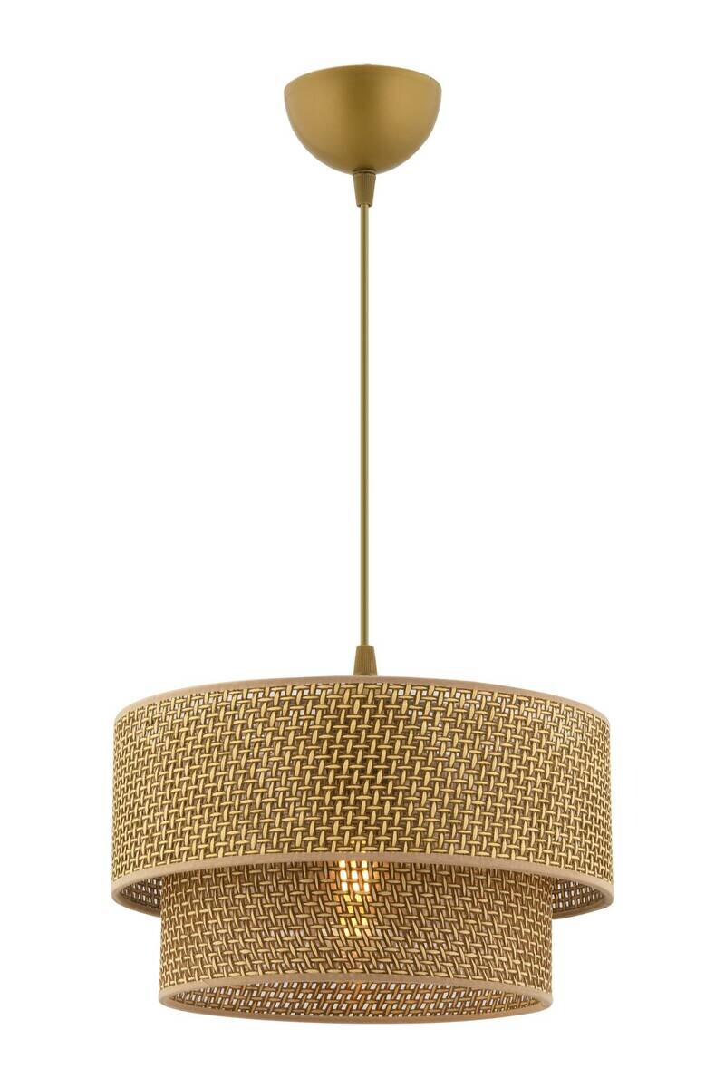 Opviq Pendelleuchte Echo beige Baumwolle B/H/T/L/D: ca. 30x65x30x30x30 cm E27 1 Brennstellen