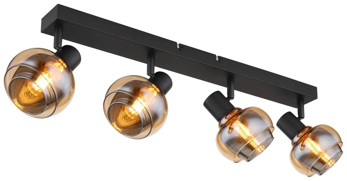 GLOBO Spot Tokki schwarz Rauch Metall Glas B/H/L: ca. 11x14x56 cm E14 4 Brennstellen