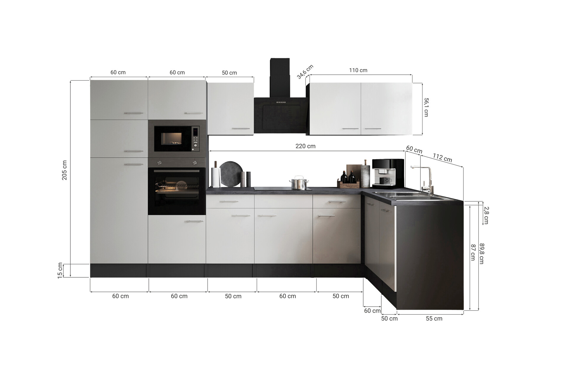 Winkelküche Oliver B/H/T: ca. 340x205x172 cm