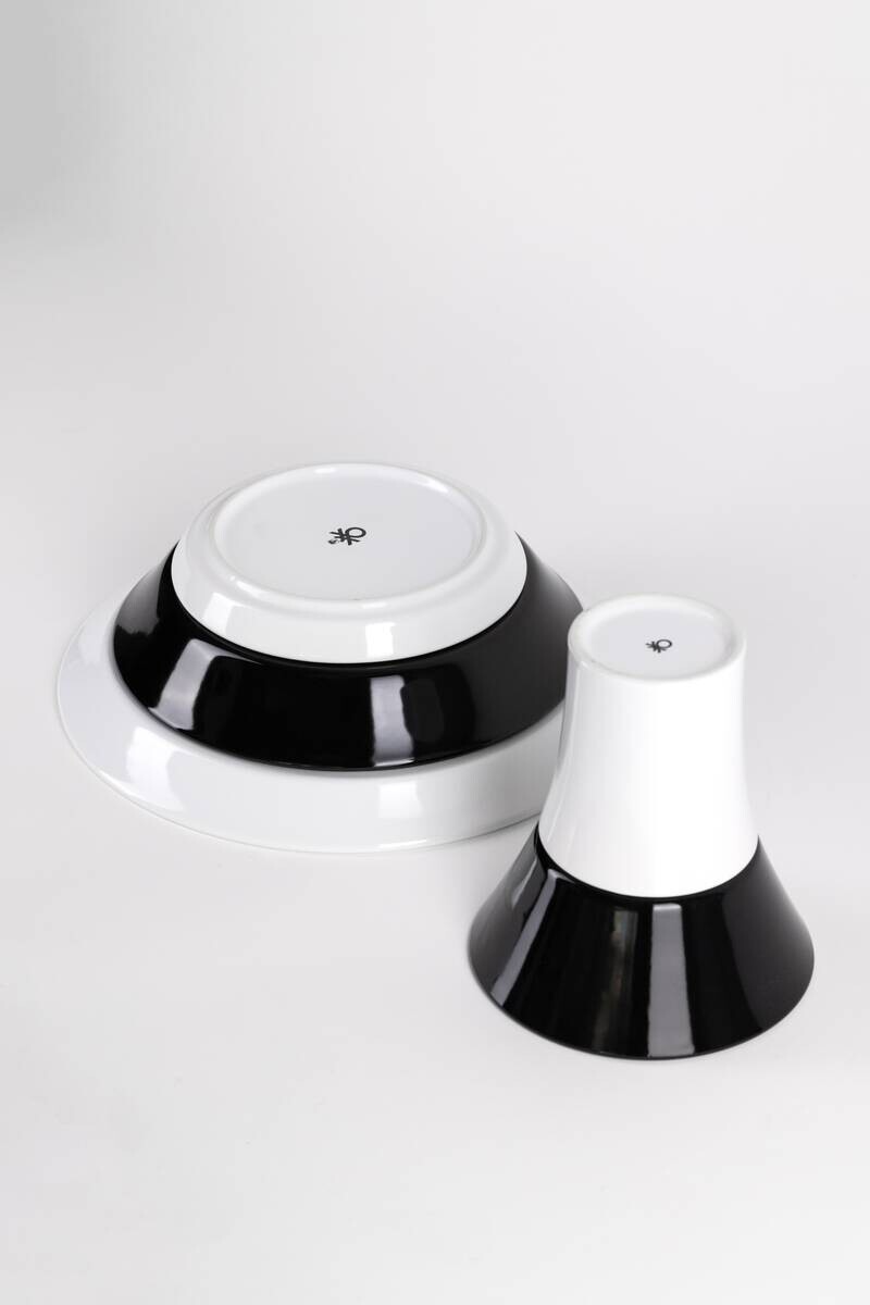 BENETTON Kombiservice Black & white schwarz Steingut 5 tlg.