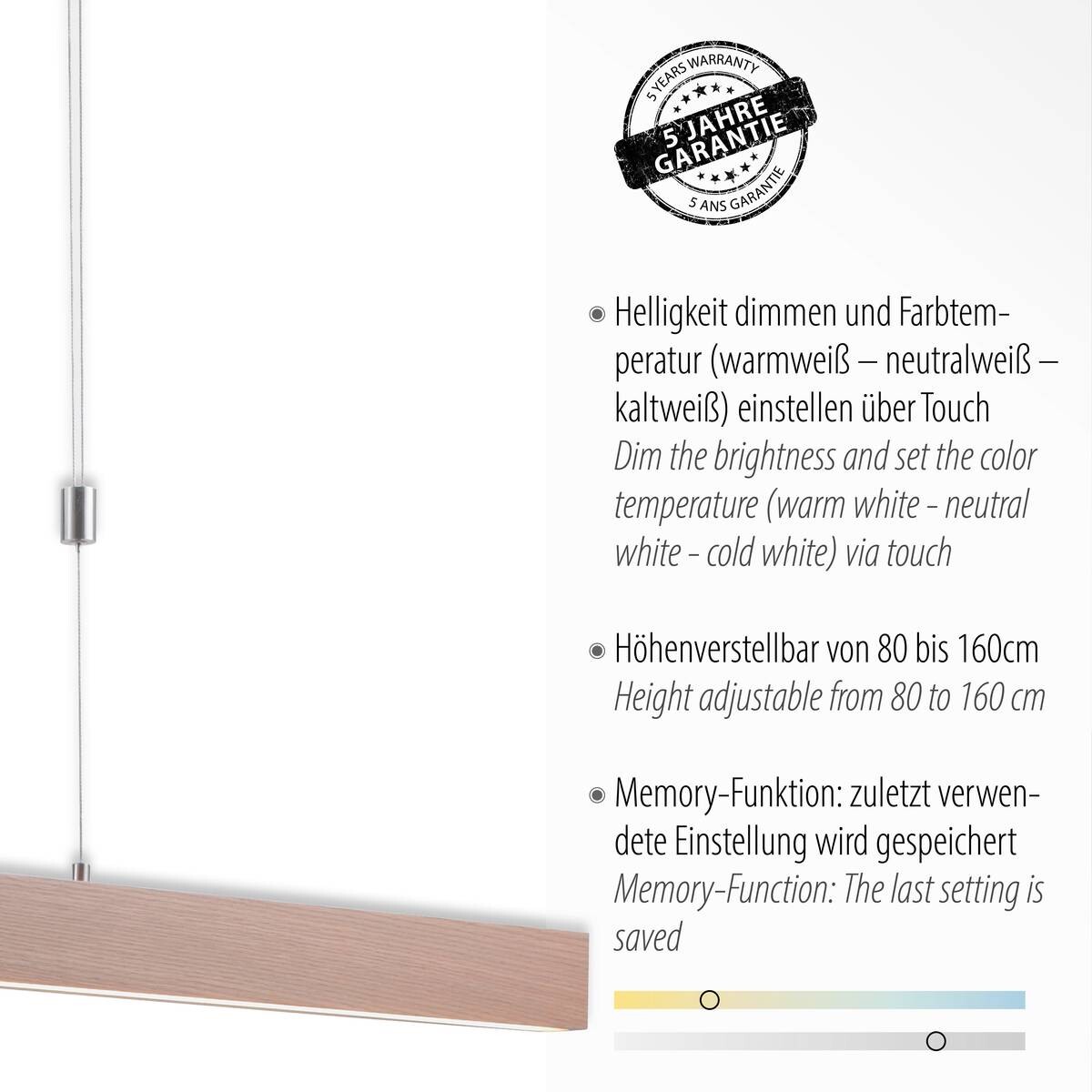 Just Light LED-Pendelleuchte AMANDA 11420-78 natur Aluminium B/H/T: ca. 110x160x5 cm 1.0 Brennstellen