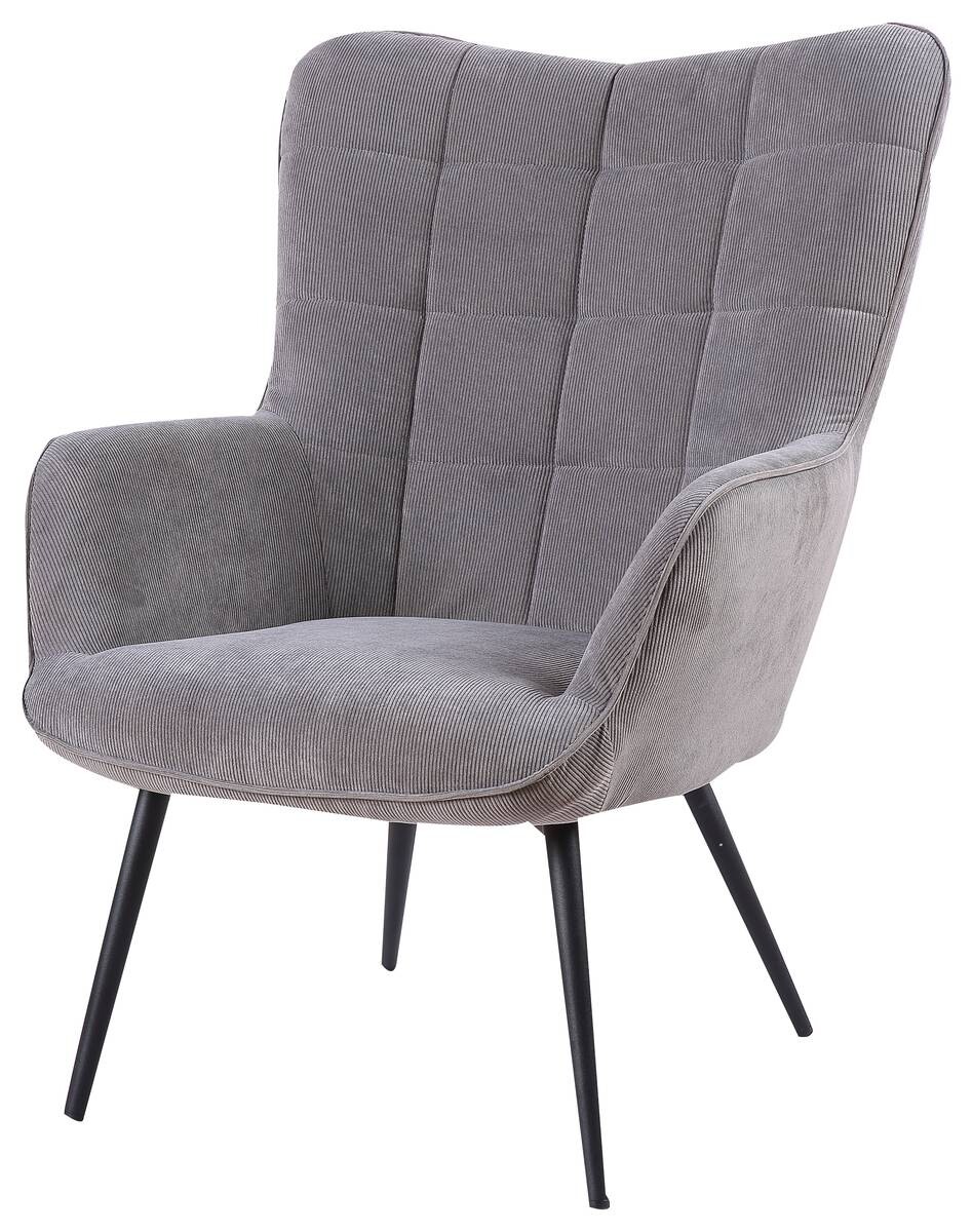 byLIVING Sessel UTA grau schwarz Stoff Metall B/H/T: ca. 72x97x80 cm