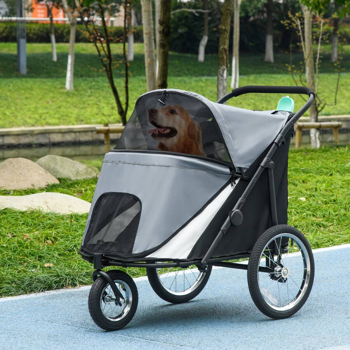 PawHut Hundebuggy grau Polyester-Mischgewebe B/H/L: ca. 70x97,5x111 cm