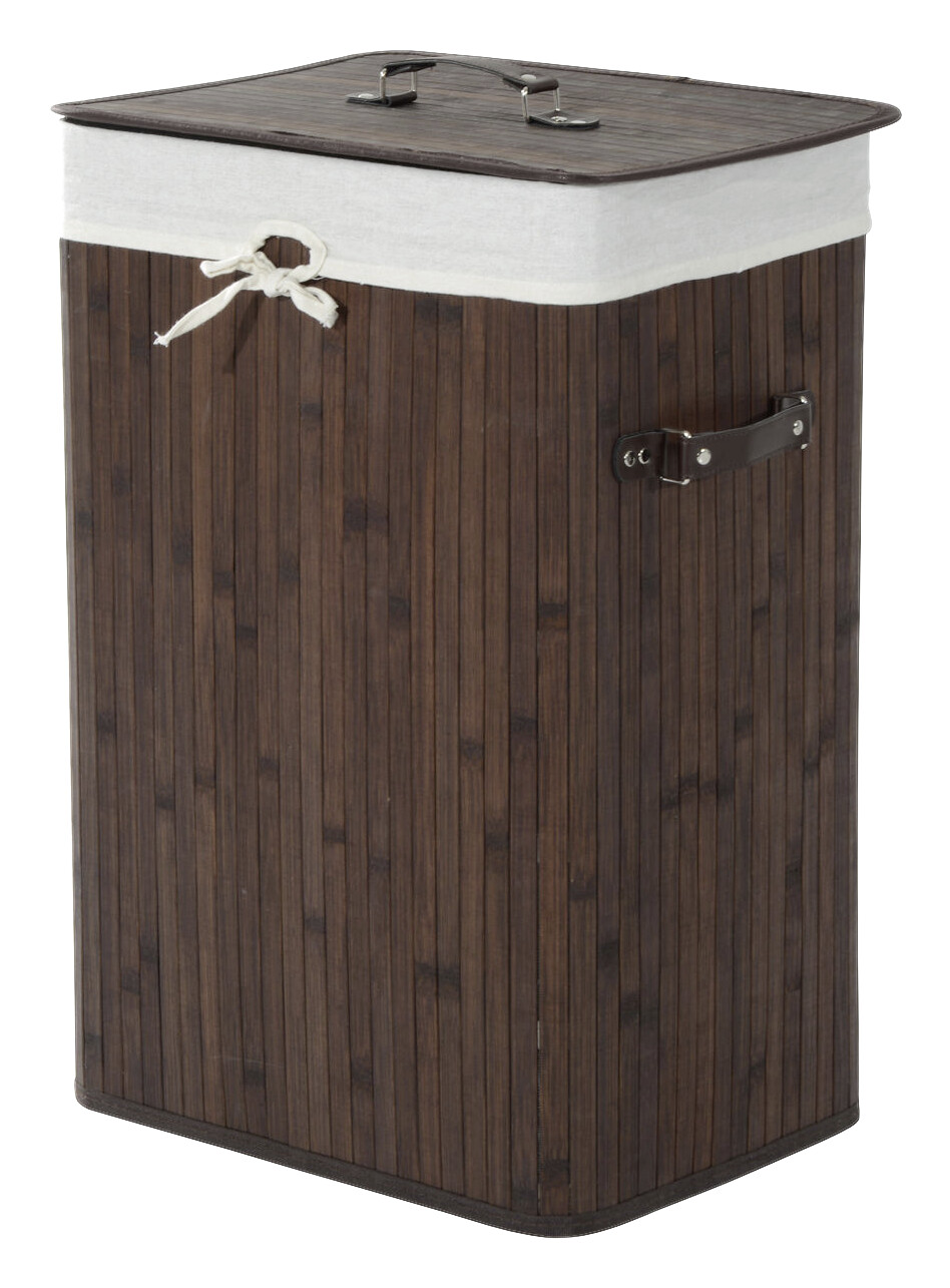 HOMCOM Wäschekorb mit 2 Tragegriffen dunkelbraun Bambus Stoff Kunststoff B/H/L: ca. 30x60x40 cm HOMCOM Wäschekorb mit 2 Tragegriffen dunkelbraun Bambus Stoff Kunststoff B/H/L: ca. 30x60x40 cm