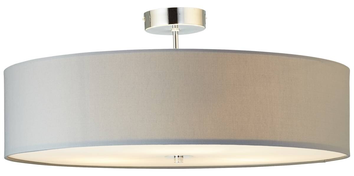 Brilliant Deckenleuchte Andria 93522/22 hellgrau Chrom Textil Metall H/D: ca. 26,5x60 cm E27 3 Brennstellen