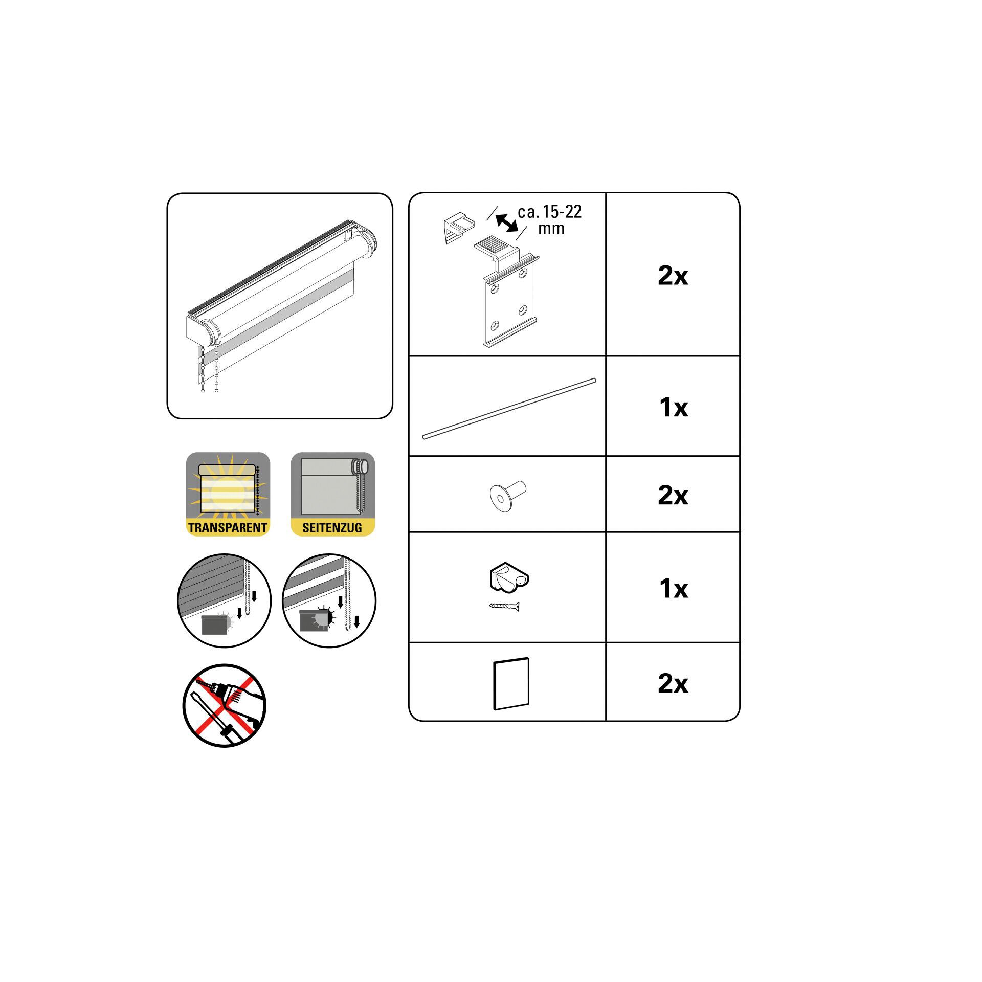 Doppelrollo Easyfix anthrazit B/L: ca. 90x150 cm