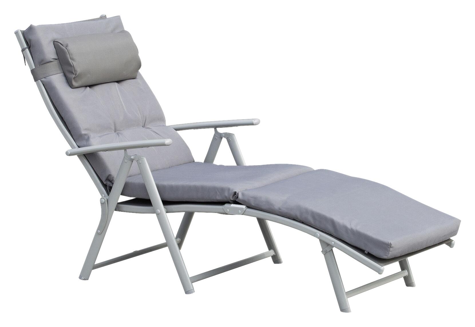 Outsunny Sonnenliege grau Metall B/H/L: ca. 64x101x180 cm