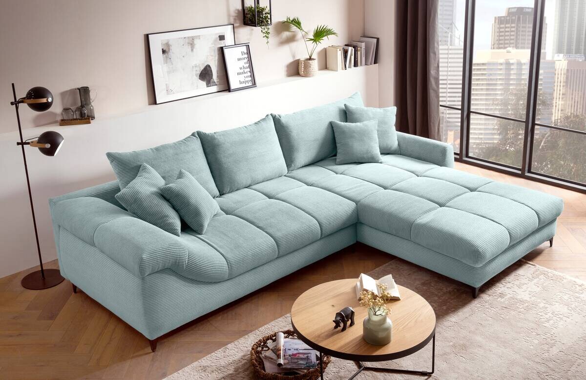 Ecksofa blaugrau Microfaser B/H/T: ca. 332x96x227 cm