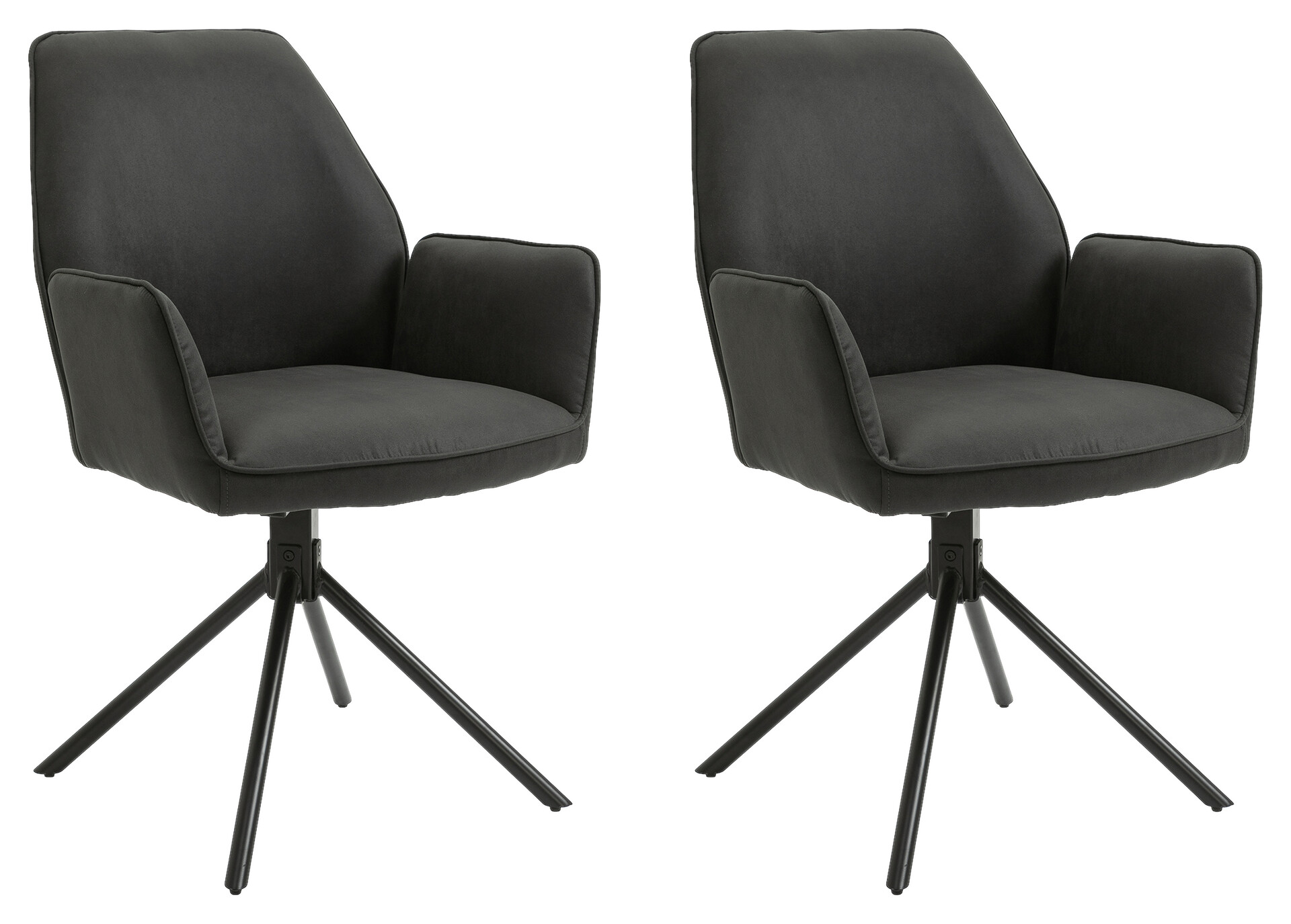 Stuhl BLAIR 2er-Set anthrazit Vintage schwarz Stoff Metall B/H/T: ca. 57x89x61 cm