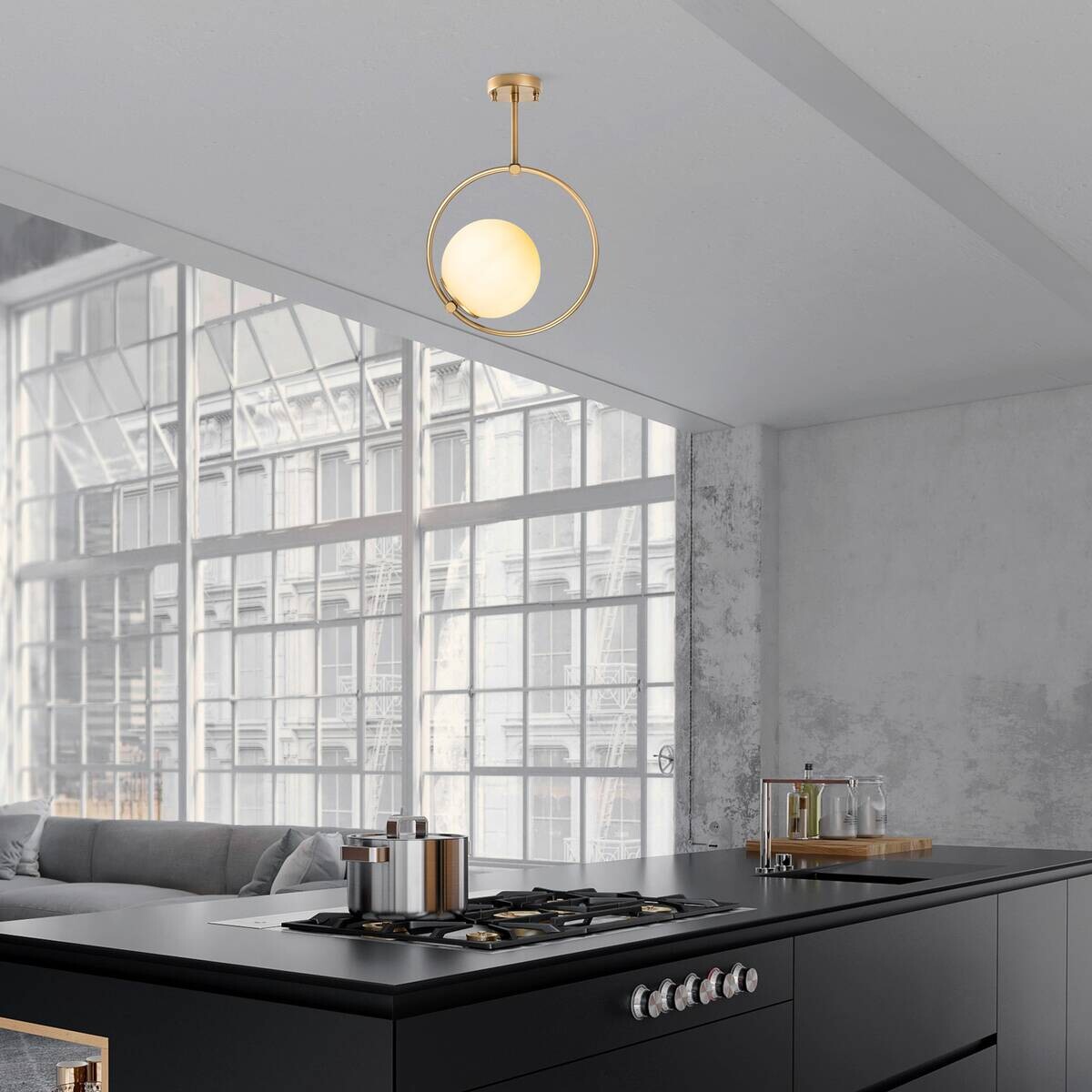 Opviq Deckenleuchte Dolunay-3903 gold B/H/T/L: ca. 26x39x15x26 cm E27 1 Brennstellen