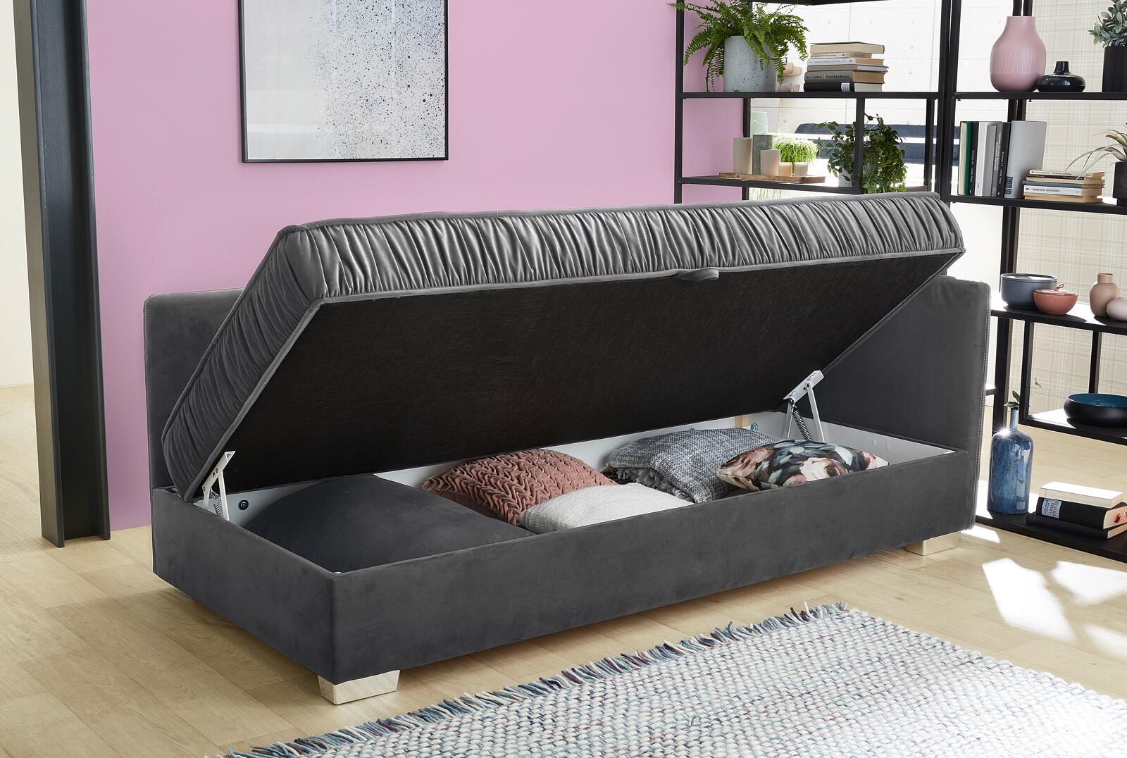 Polsterliege grau Microfaser B/H/T: ca. 207x87x98 cm