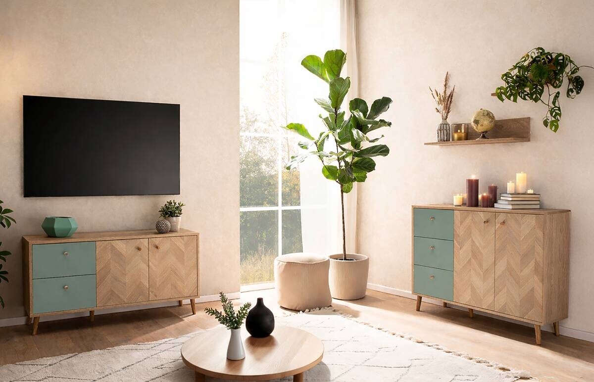 Regal Visby, 2er-Set Eiche Nachbildung B/H/T: ca. 80x15,7x17,3 cm