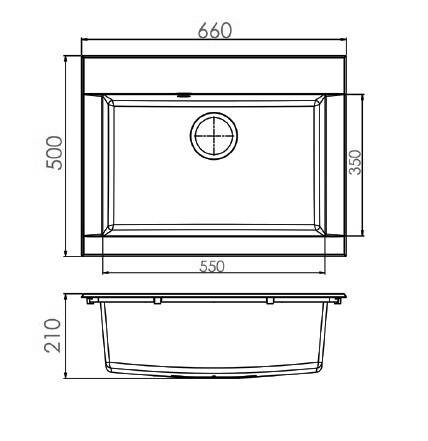 Respekta Einbauspüle Ohio 66 x 50 W weiß Mineralite B/H/T: ca. 66x21x50 cm