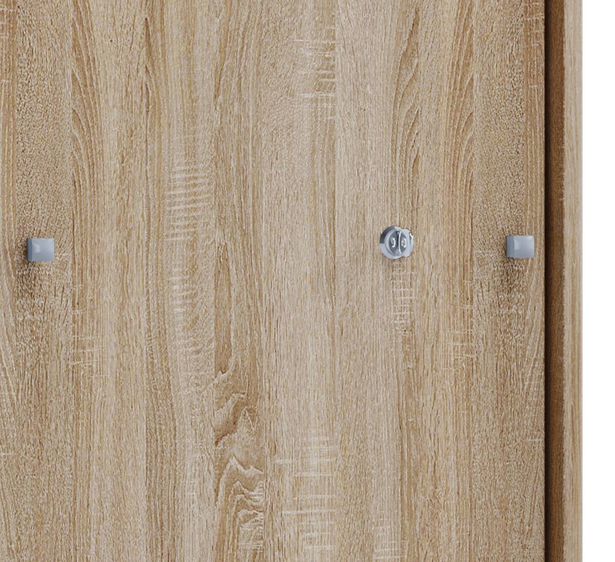 Büroschrank Lona XL mit Schiebetüren Eiche Sonoma Nachbildung weiß B/H/T: ca. 70x110x37 cm