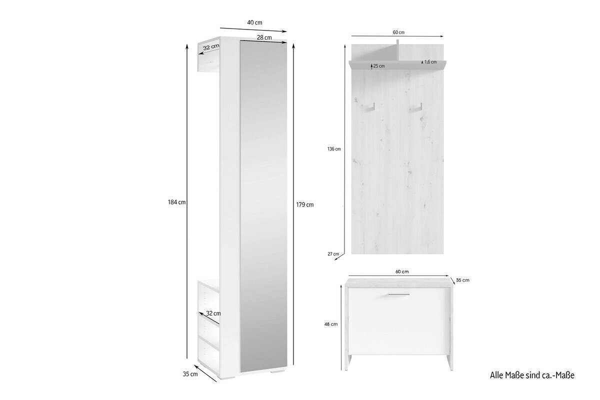 Garderobenset BEN Set 3-tlg. anthrazit