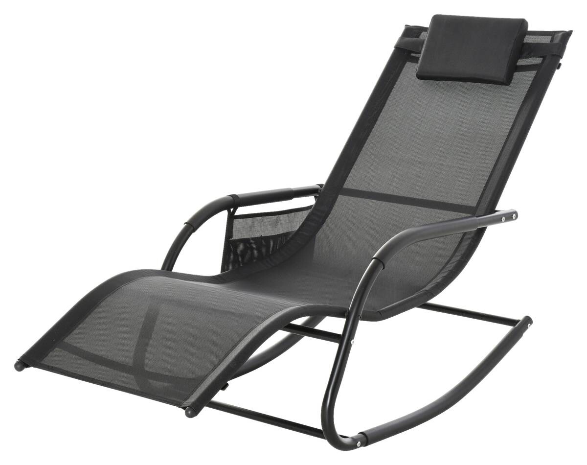 Outsunny Schaukelstuhl schwarz Metall B/H/L: ca. 62x88x150 cm