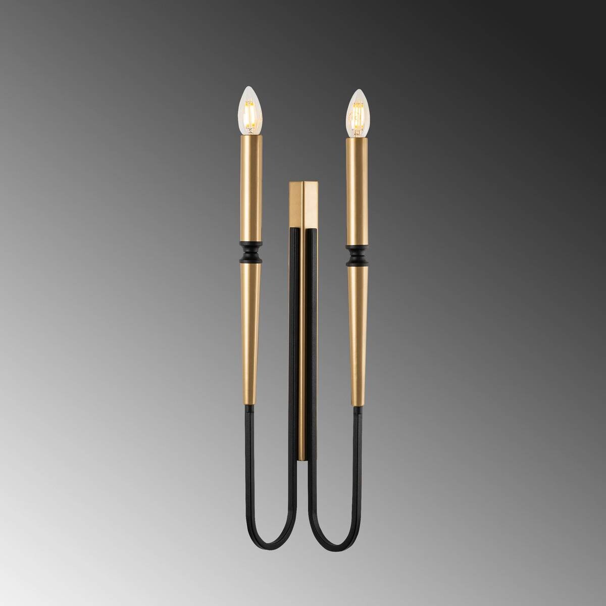 Opviq Wandleuchte schwarz Metall B/H/L: ca. 58x12x18 cm E14 1 Brennstellen