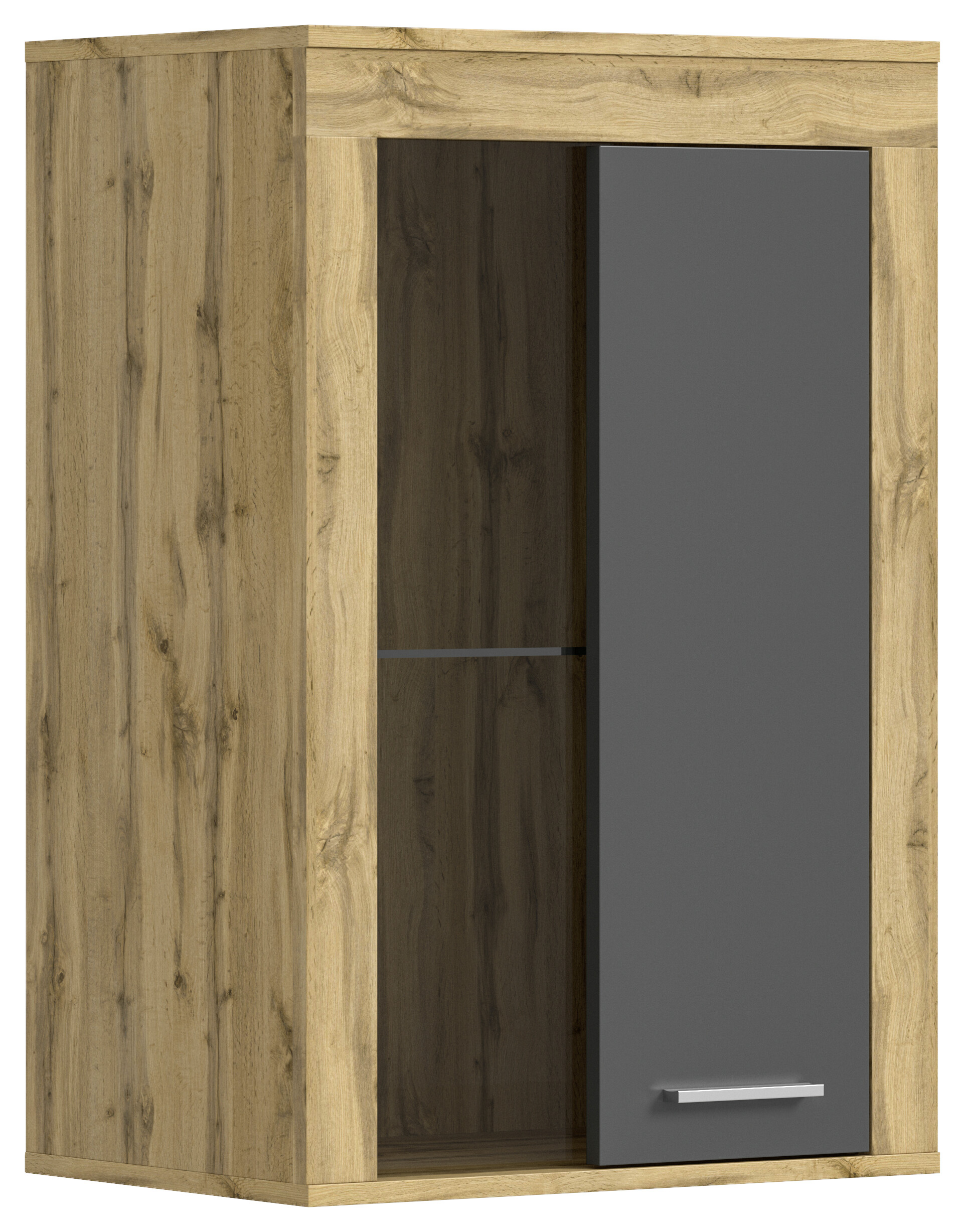 Vitrine Jam Eiche Wotan Nachbildung grau B/H/T: ca. 60x86x35 cm