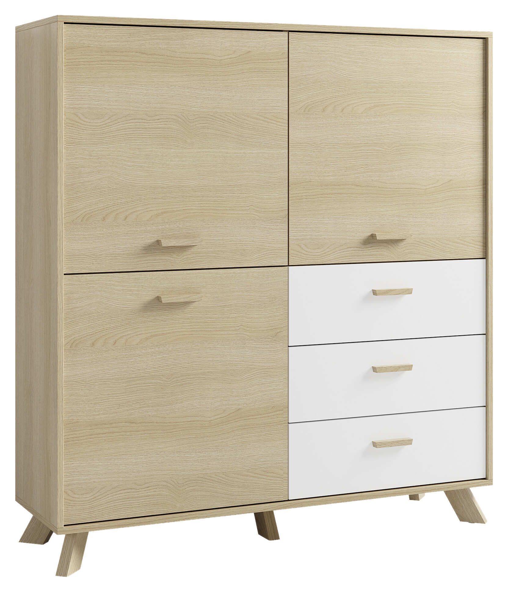 Highboard BASTIAN Eiche weiß B/H/T: ca. 120x131x36,5 cm