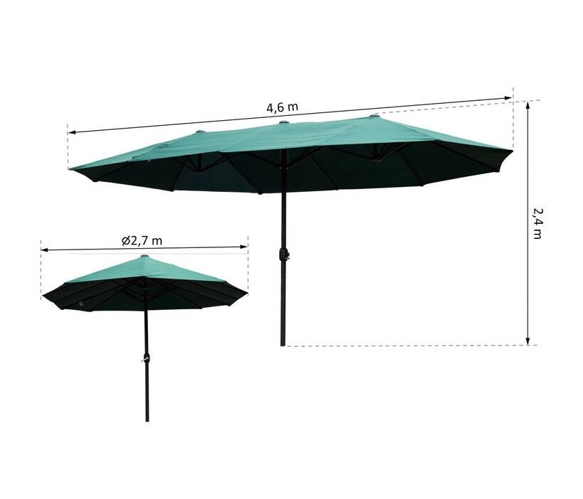 Outsunny Marktschirm dunkelgrün Stahl B/H/L: ca. 270x240x460 cm