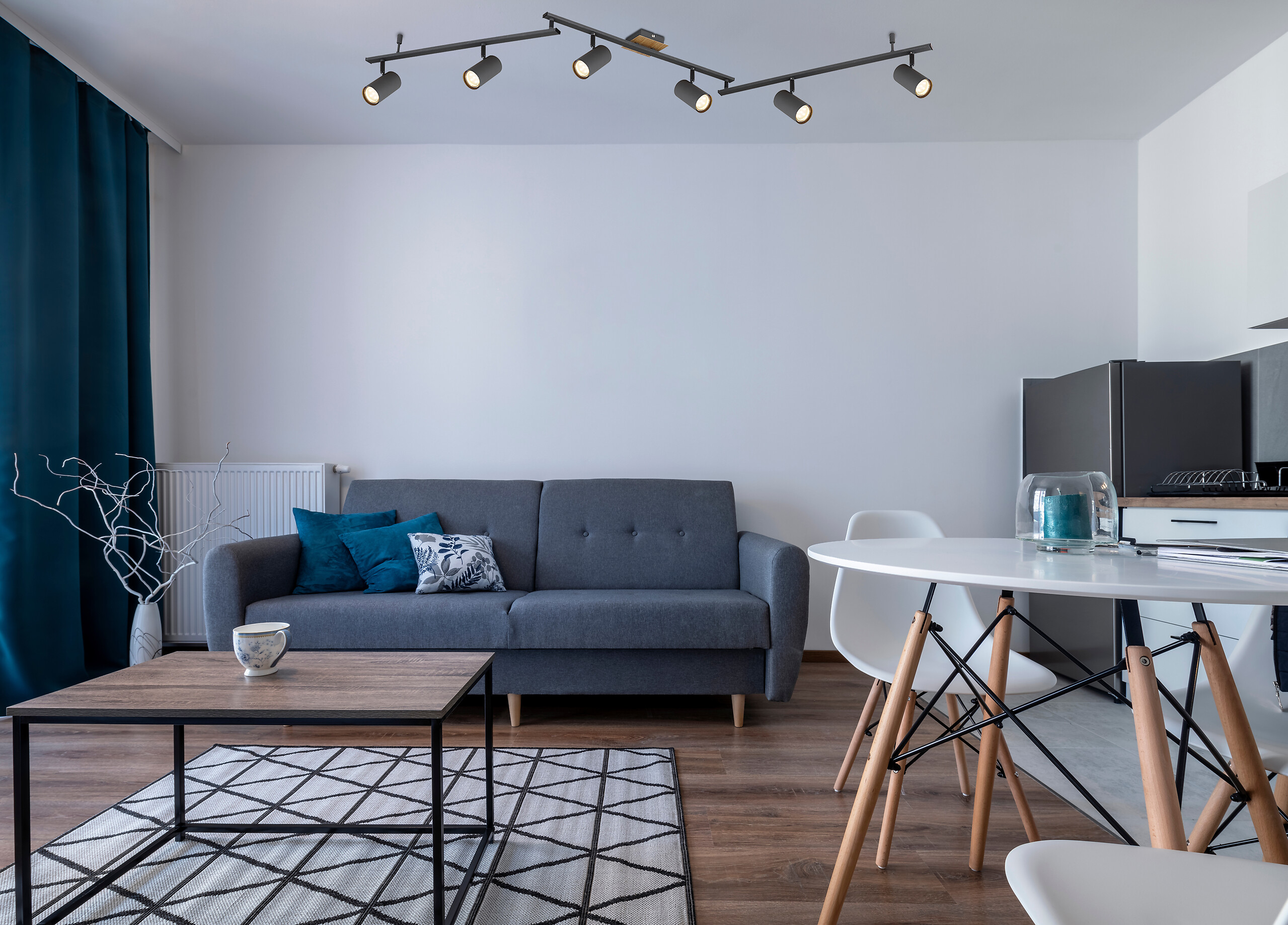 GLOBO Strahler 57910-6G Robby Graphit Metall B/H/L: ca. 10x18,5x180 cm GU10 6 Brennstellen