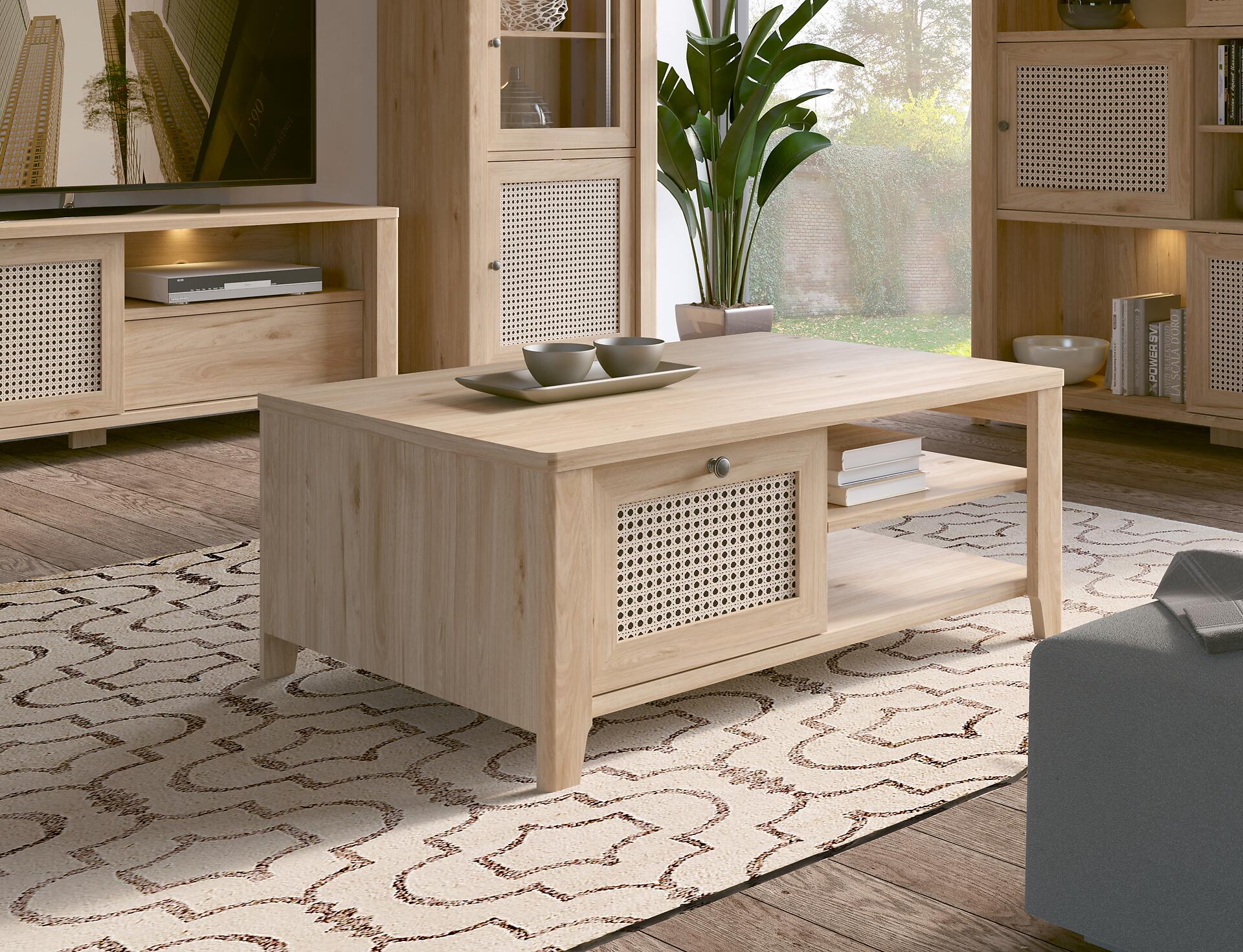 Couchtisch Cestino Jackson Hickory Nachbildung B/H/T: ca. 110x43,5x68 cm