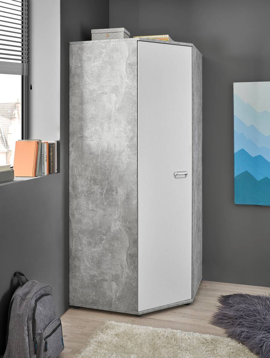 Eckschrank Matino Beton B/H/T: ca. 84x191x84 cm