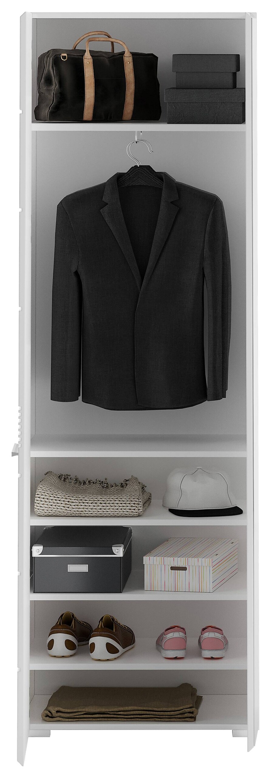 Garderobenschrank Linus weiß weiß Hochglanz B/H/T: ca. 62x190x37 cm