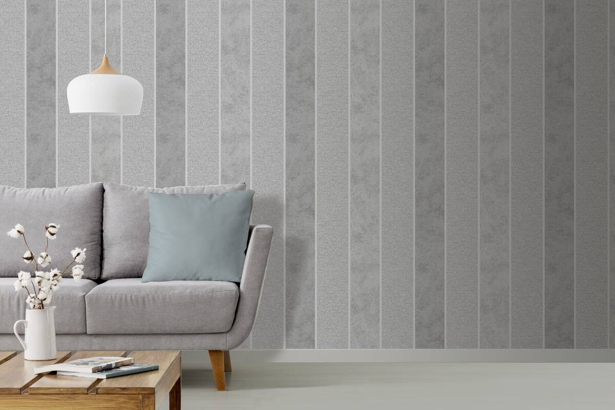 Vinyltapete Streifen grau dunkelgrau B/L: ca. 53x1005 cm